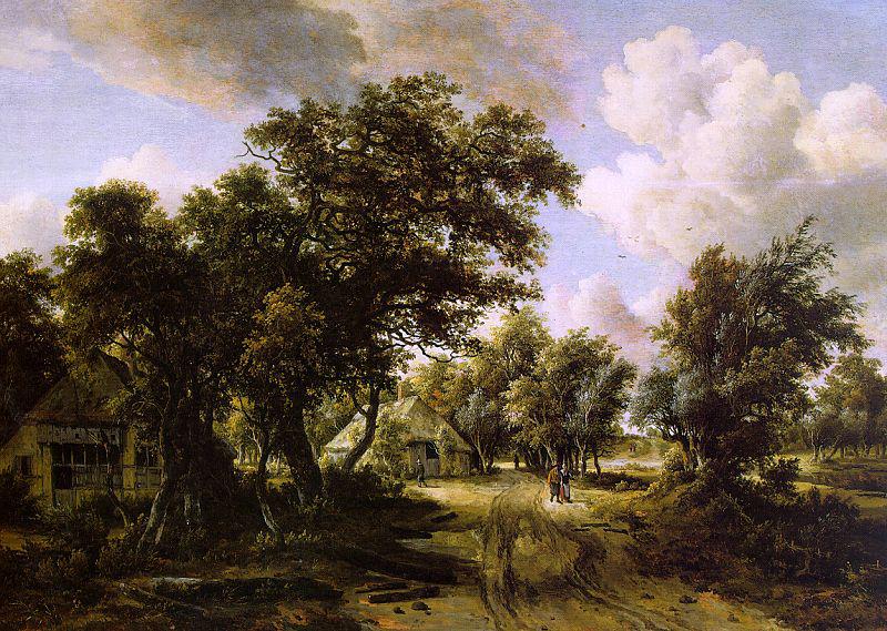 Meindert Hobbema Cottages beside a Track through a Wood oil painting picture